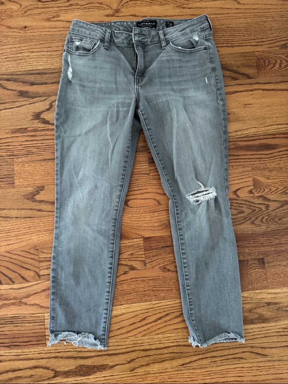 Lucky Brand Distressed Gray Ankle Crop Jeans